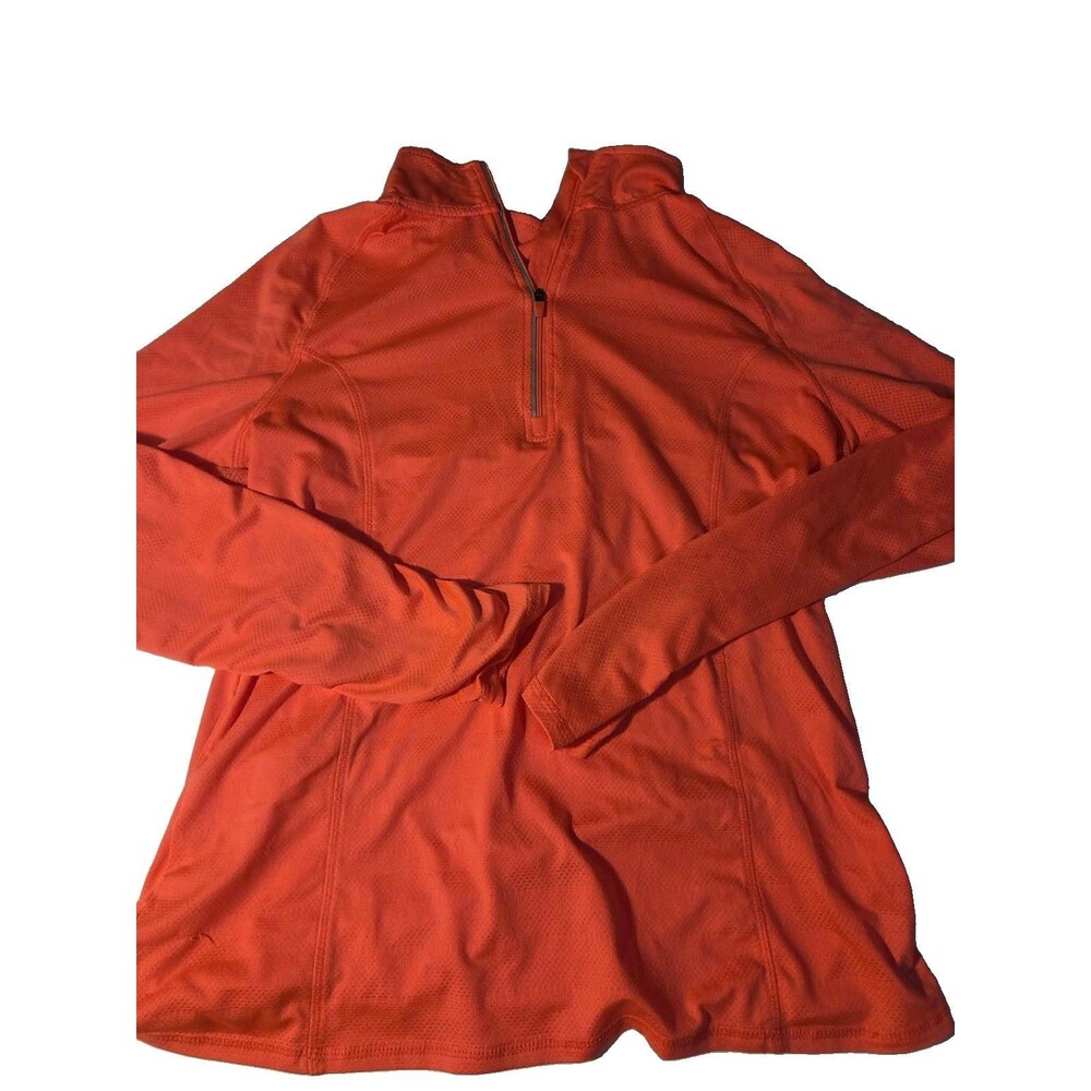 Danskin Orange Melon Large Active Wear Pullover Zipper Shirt Womens